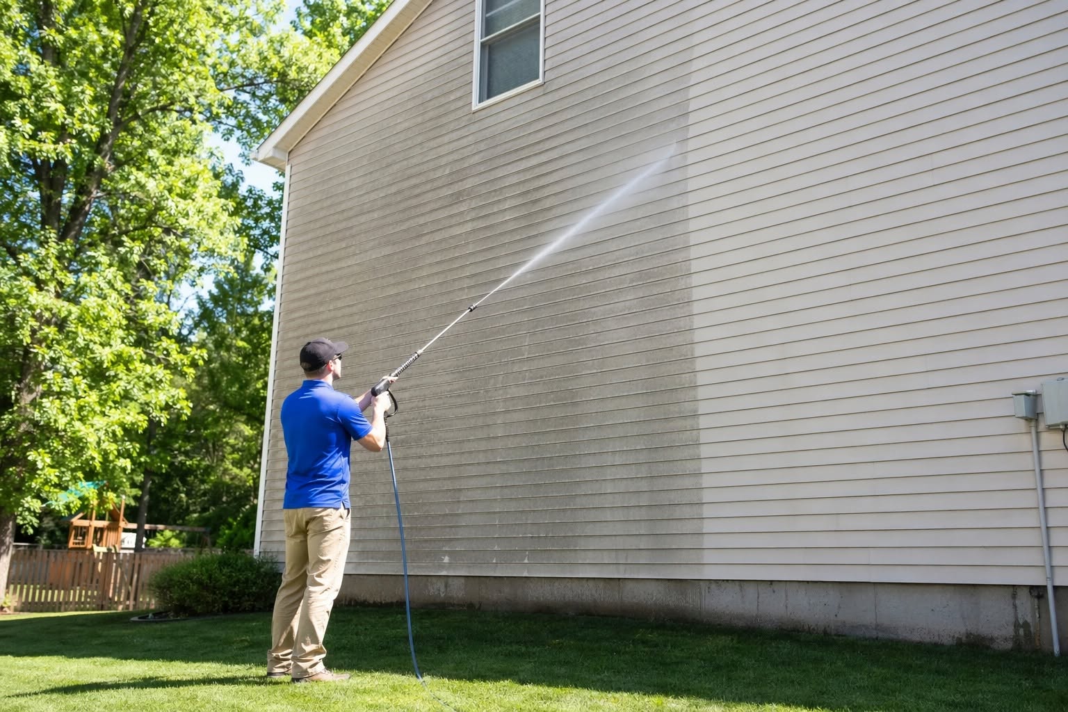 Exterior house soft washing