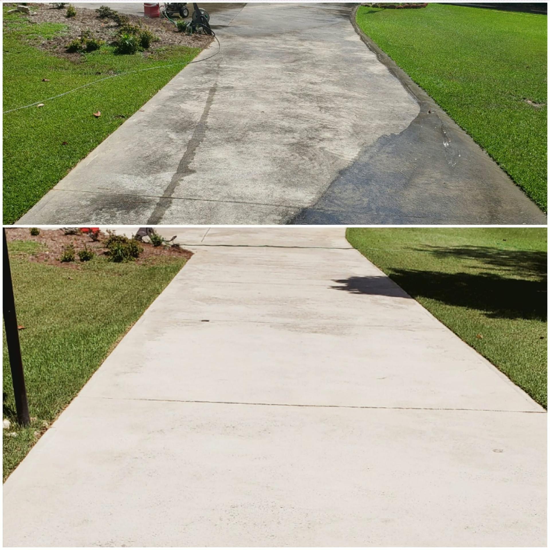 Pressure washing before and after project